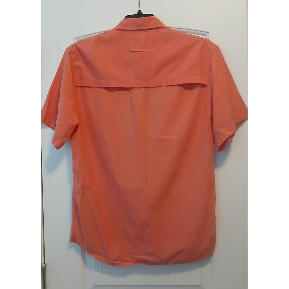 Realtree Mens Short Sleeve Fishing Shirt Coral Orange Mesh Vented Size M - Picture 2 of 5